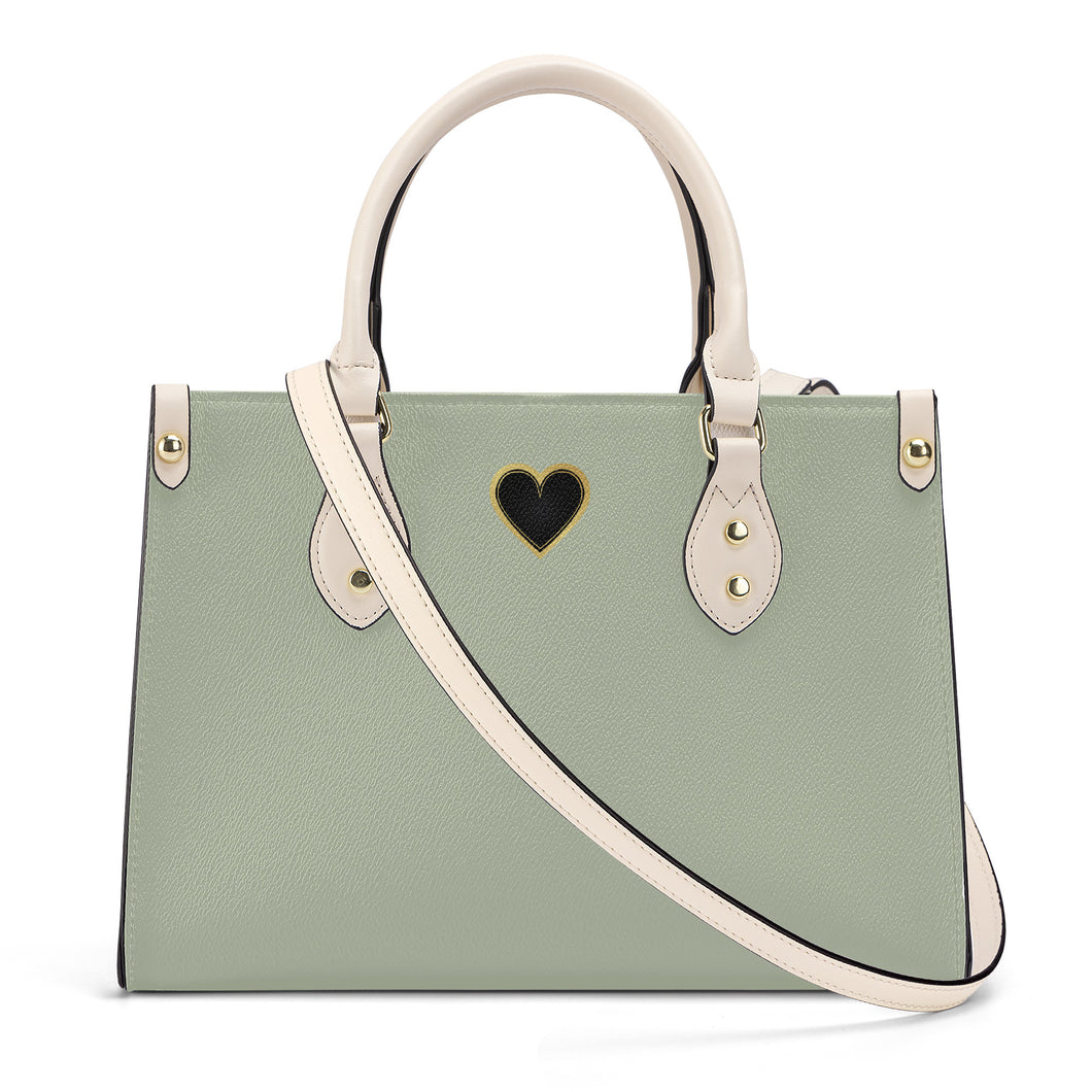 Ti Amo I love you - Exclusive Brand - Tender Green - Luxury Womens PU Tote Bag - Cream Straps