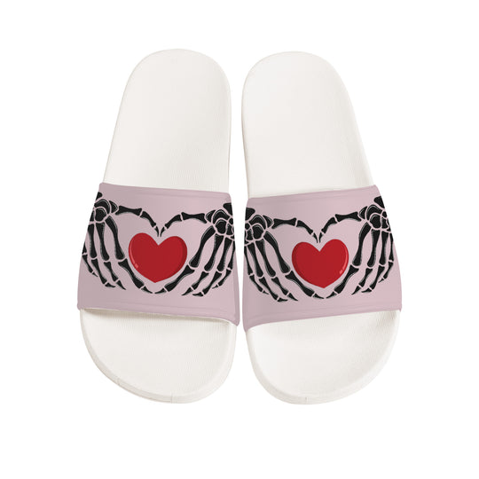 Ti Amo I love you - Exclusive Brand - Wafer 2 - Skeleton Hands with Heart -  Slide Sandals - White Soles