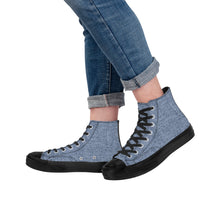 Load image into Gallery viewer, Ti Amo I love you - Exclusive Brand - Light Slate Grey Denim - Angry Fish - High Top Canvas Shoes - Black  Soles
