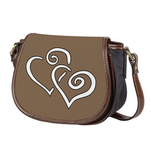 Load image into Gallery viewer, Ti Amo I love you - Exclusive Brand - Pastel Brown - Double White Heart - Saddle Bag
