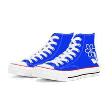 Load image into Gallery viewer, Ti Amo I love you - Exclusive Brand - Blue Blue Eyes - White Daisy - High Top Canvas Shoes - White  Soles
