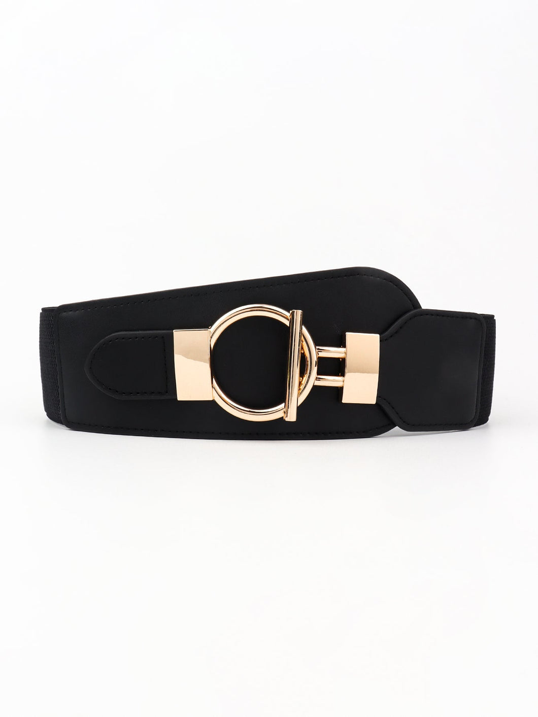 PU Elastic Wide Belt with Alloy Buckle Ti Amo I love you