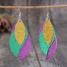 Load image into Gallery viewer, PU Leather Leaf Dangle Earrings Ti Amo I love you
