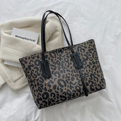 PU Leather Leopard Tote Bag Ti Amo I love you