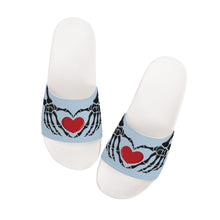 Load image into Gallery viewer, Ti Amo I love you - Exclusive Brand - Beau Blue 2 - Skeleton Hands with Heart -  Slide Sandals - White Soles
