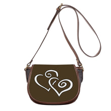 Load image into Gallery viewer, Ti Amo I love you - Exclusive Brand - Cafe Noir - Double White Heart - Saddle Bag
