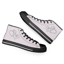 Load image into Gallery viewer, Ti Amo I love you - Exclusive Brand - Prim - Double White Heart High-Top Canvas Shoes - Black Soles
