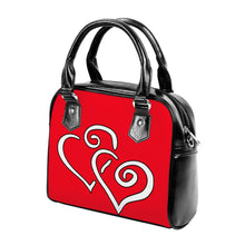 Load image into Gallery viewer, Ti Amo I love you - Exclusive Brand - Torch Red 2 - Double White Heart - Shoulder Handbag
