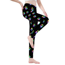 Load image into Gallery viewer, Ti Amo I love you  - Exclusive Brand  - Black Paw Prints - Yoga Leggings
