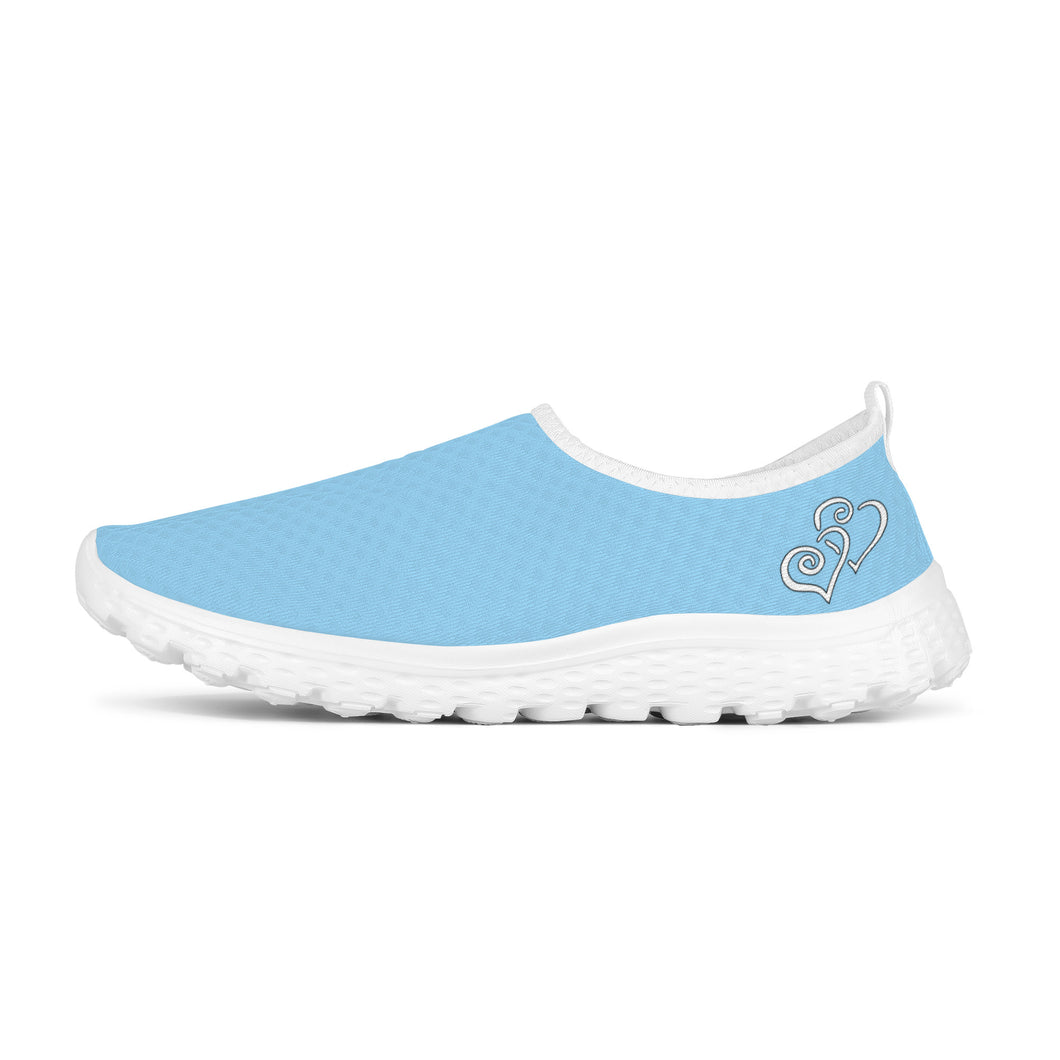 Ti Amo I love you - Exclusive Brand - Sail 2 - Double White Heart - Women's Mesh Running Shoes - White Soles