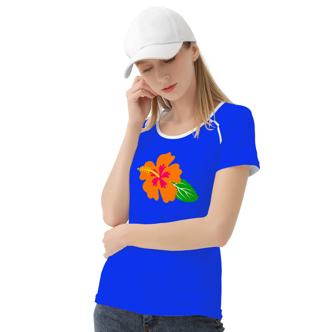 Ti Amo I love you - Exclusive Brand - Blue Blue Eyes - Hawaiian Flower - Women's T shirt - Sizes XS-2XL