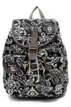 Load image into Gallery viewer, Paisley Printed Canvas Backpack Ti Amo I love you
