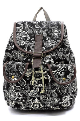 Paisley Printed Canvas Backpack Ti Amo I love you