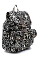 Load image into Gallery viewer, Paisley Printed Canvas Backpack Ti Amo I love you
