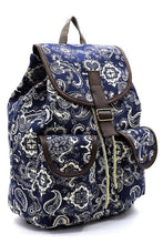 Load image into Gallery viewer, Paisley Printed Canvas Backpack Ti Amo I love you
