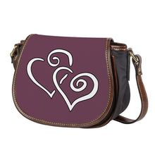 Load image into Gallery viewer, Ti Amo I love you - Exclusive Brand - Brownish Purple - Double White Heart - Saddle Bag
