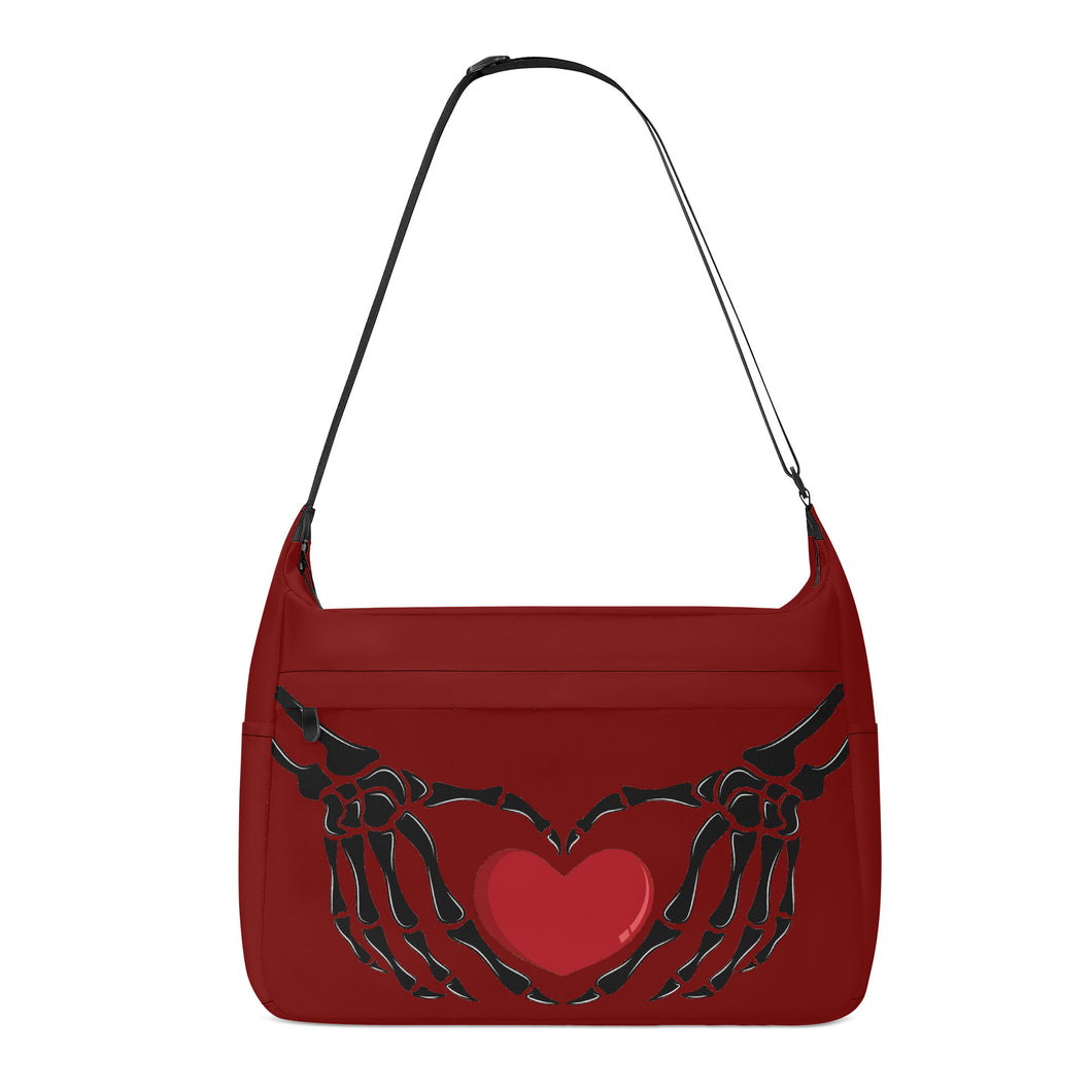 Ti Amo I love you - Exclusive Brand - Dark Burgundy - Skeleton Heart Hands  -  Journey Computer Shoulder Bag