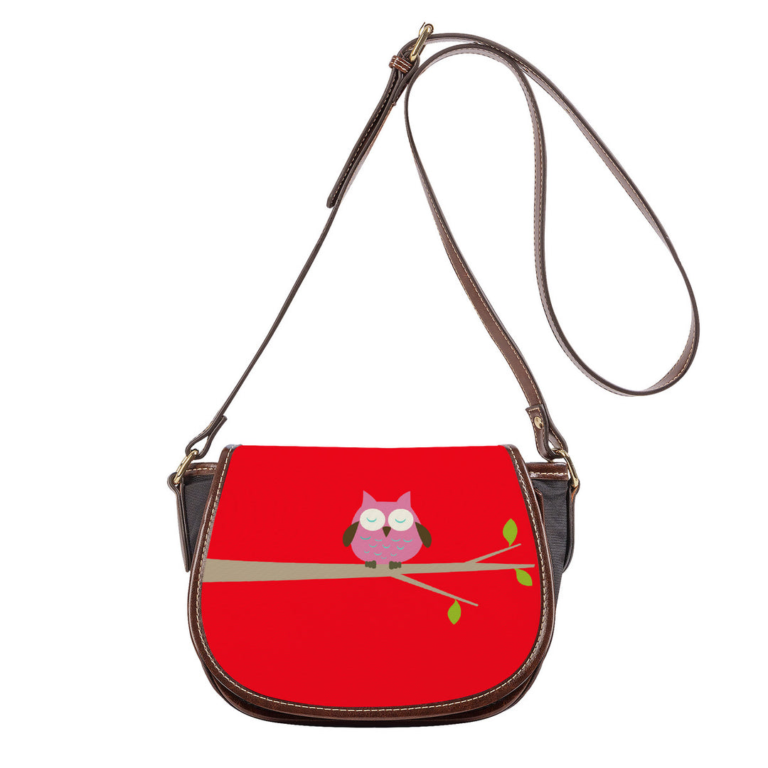 Ti Amo I love you - Exclusive Brand - Ferrari Red - Owl -  Saddle Bag