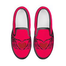 Load image into Gallery viewer, Ti Amo I love you - Exclusive Brand - Frolly - Skeleton Hands with Heart - Kids Slip-on shoes - Black Soles
