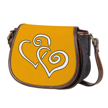 Load image into Gallery viewer, Ti Amo I love you - Exclusive Brand - Oramge Peel.- Double White Heart - Saddle Bag
