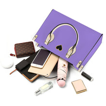 Load image into Gallery viewer, Ti Amo I love you - Exclusive Brand - Pale Purple  - Luxury Womens PU Tote Bag - Cream Straps
