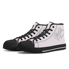 Load image into Gallery viewer, Ti Amo I love you - Exclusive Brand - Prim - Double White Heart High-Top Canvas Shoes - Black Soles
