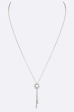 Load image into Gallery viewer, Pearl Accent CZ Flower Chain Drop Pendant Necklace Ti Amo I love you
