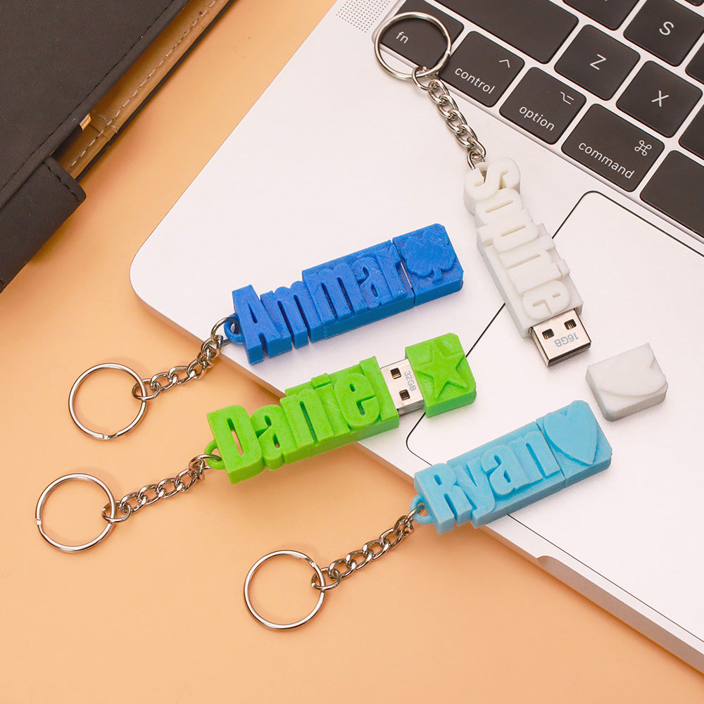 Personalized 3D Print Name USB Keychain 16GB/32GB/64GB Ti Amo I love you