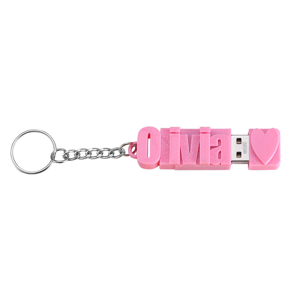 Personalized 3D Print Name USB Keychain 16GB/32GB/64GB Ti Amo I love you