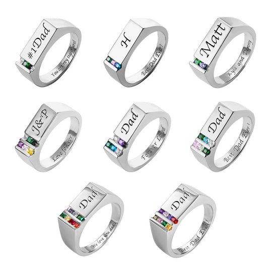 Personalized Birthstone Family Ring for Men Ti Amo I love you