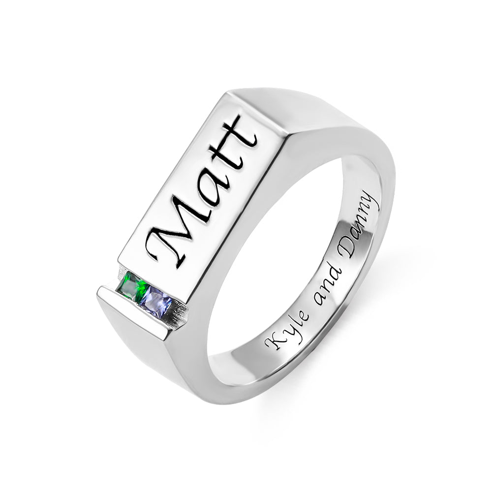 Personalized Birthstone Family Ring for Men Ti Amo I love you