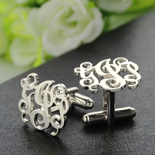 Personalized Cufflinks with Monogram Sterling Silver Ti Amo I love you