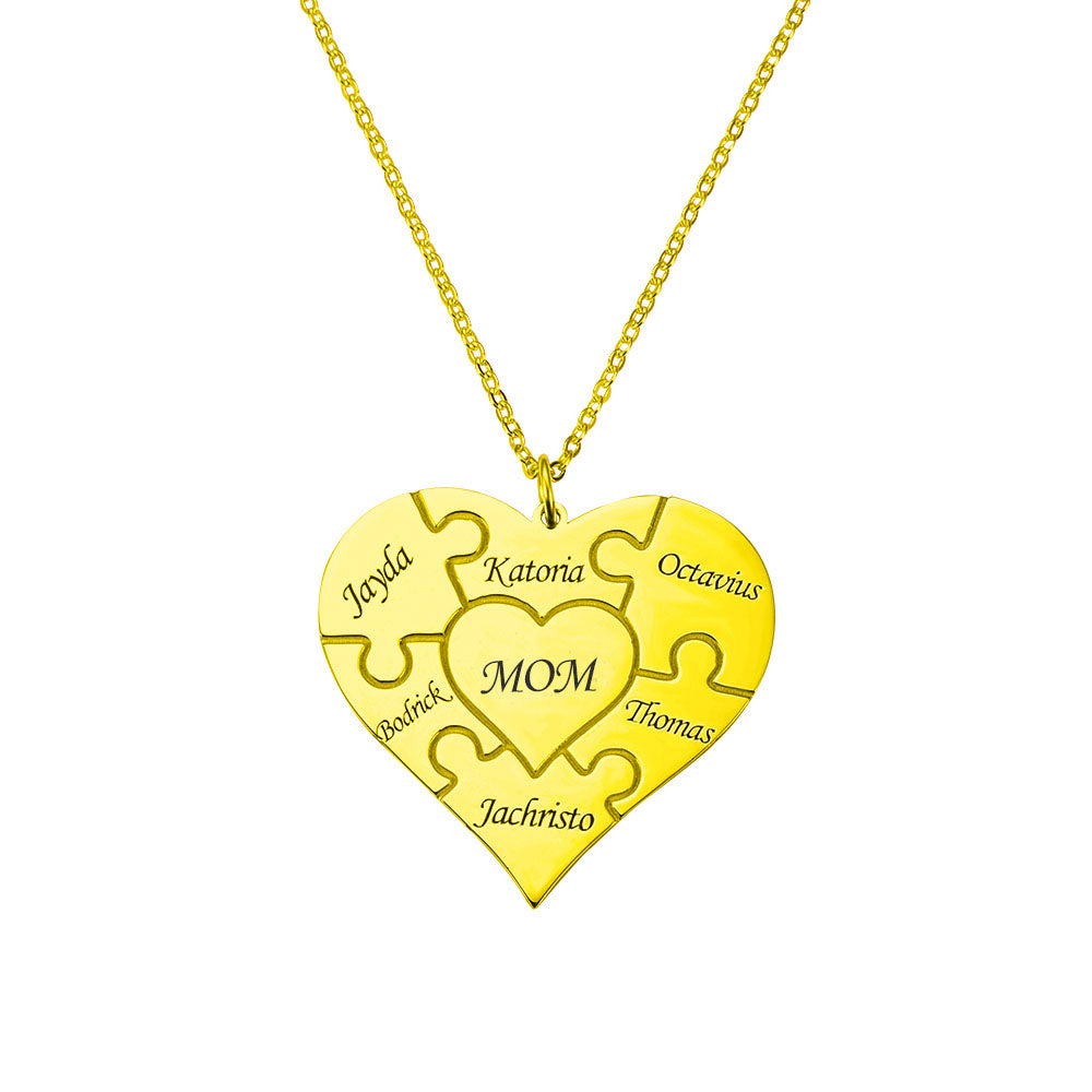 Personalized Heart Puzzle Necklace Silver Ti Amo I love you