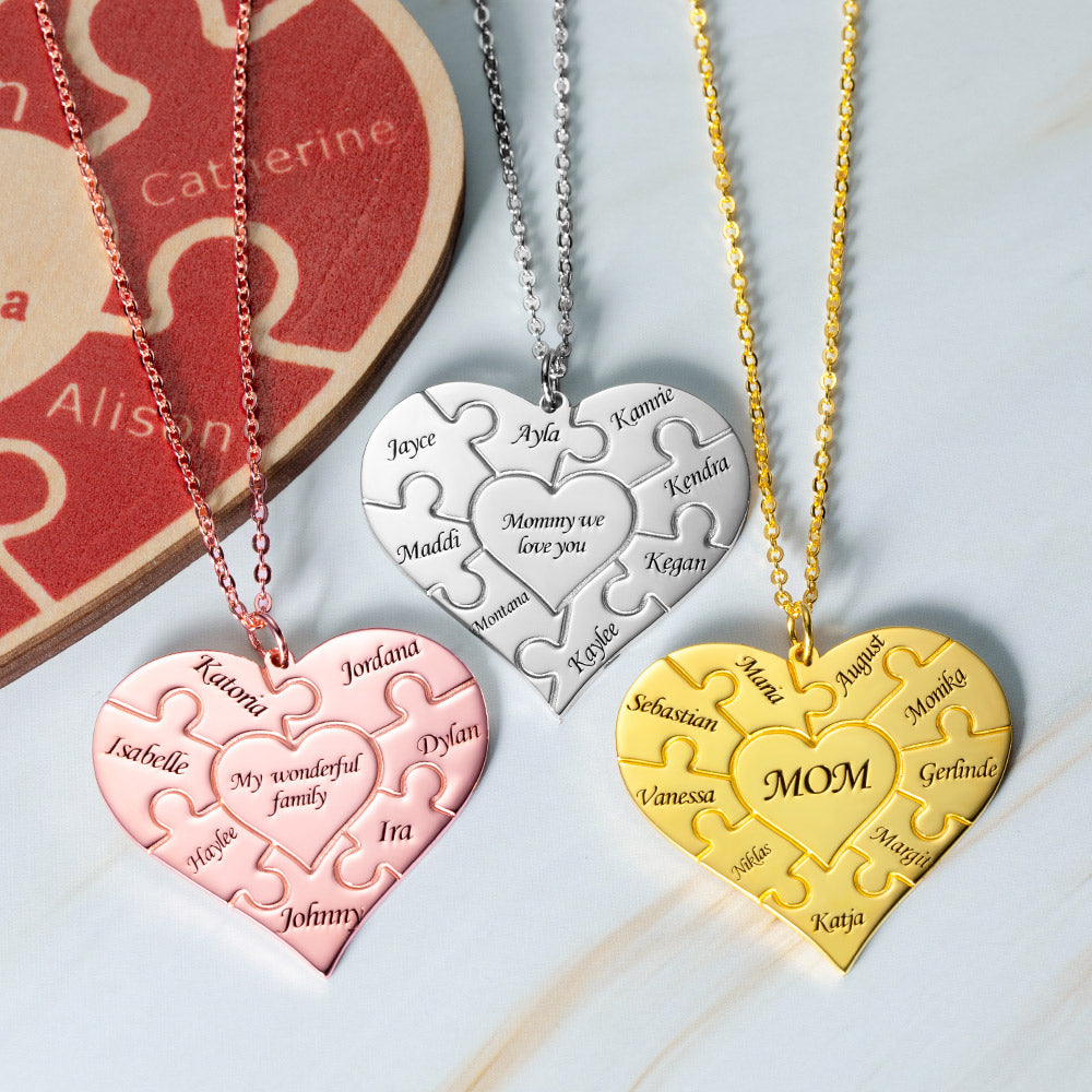 Personalized Heart Puzzle Necklace Silver Ti Amo I love you