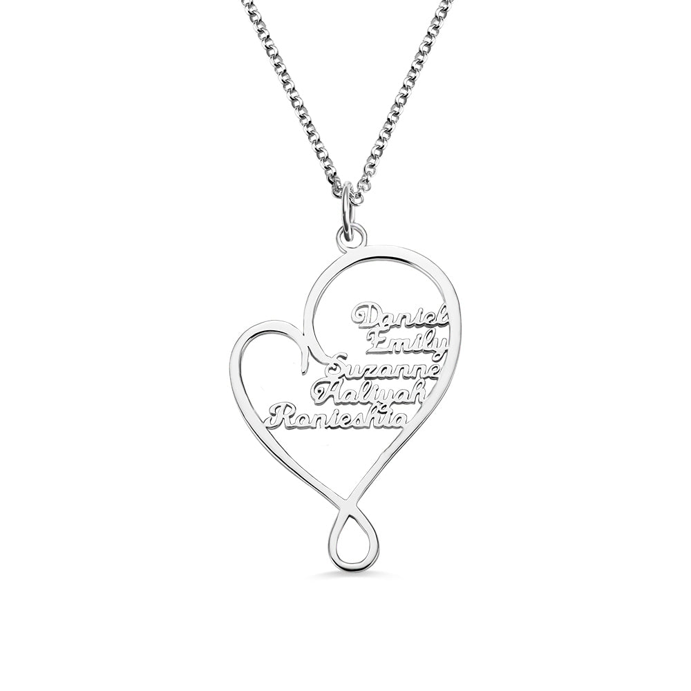 Personalized Heart and Hug Necklace for Mom Stainless Steel Ti Amo I love you