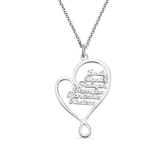 Personalized Heart and Hug Necklace for Mom Stainless Steel Ti Amo I love you