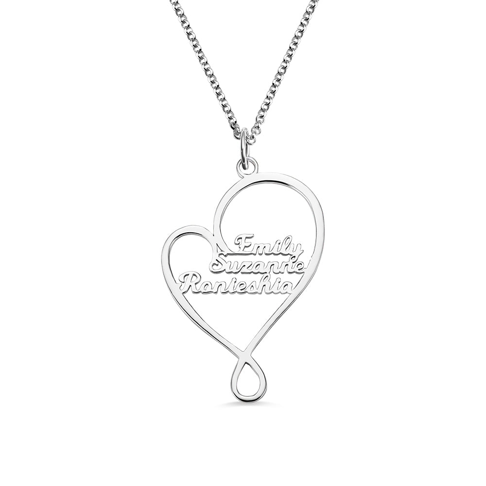 Personalized Heart and Hug Necklace for Mom Stainless Steel Ti Amo I love you