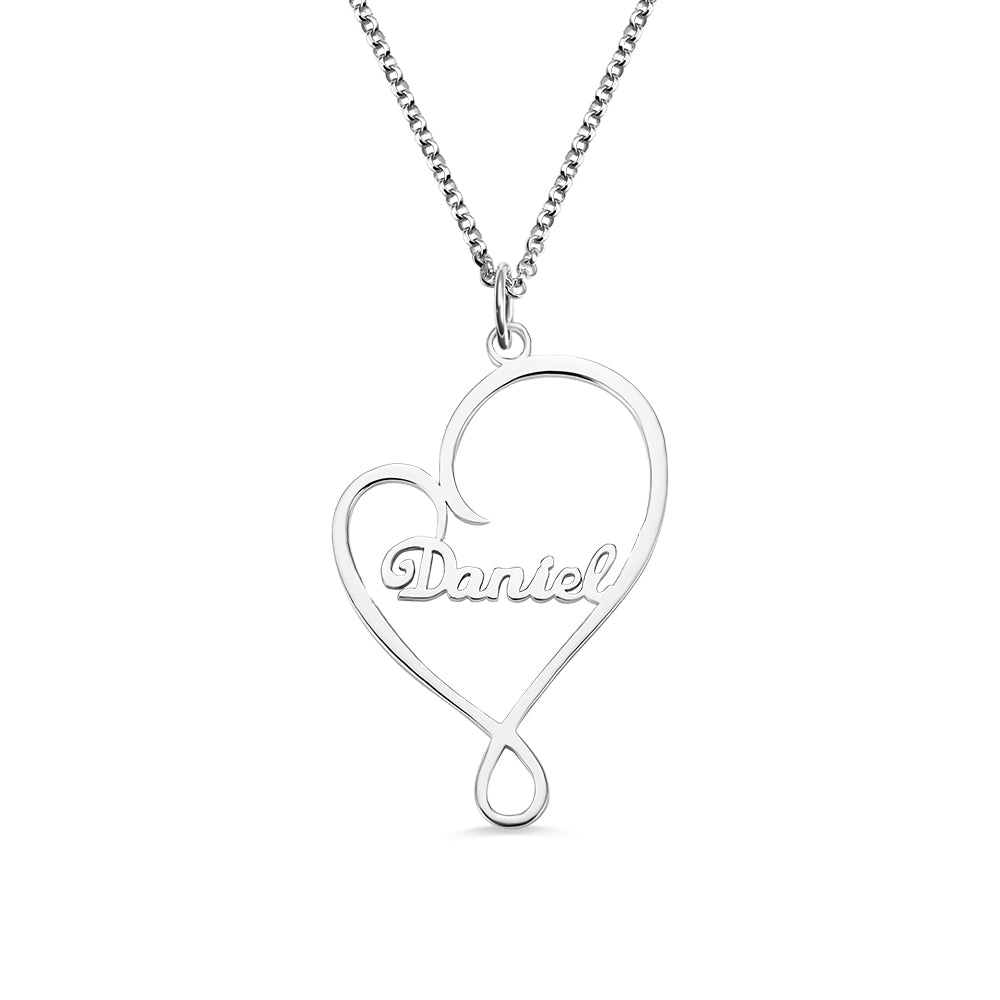 Personalized Heart and Hug Necklace for Mom Stainless Steel Ti Amo I love you