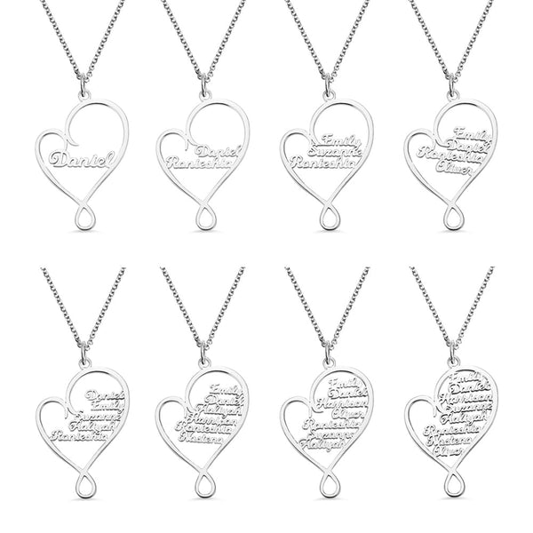 Personalized Heart and Hug Necklace for Mom Stainless Steel Ti Amo I love you