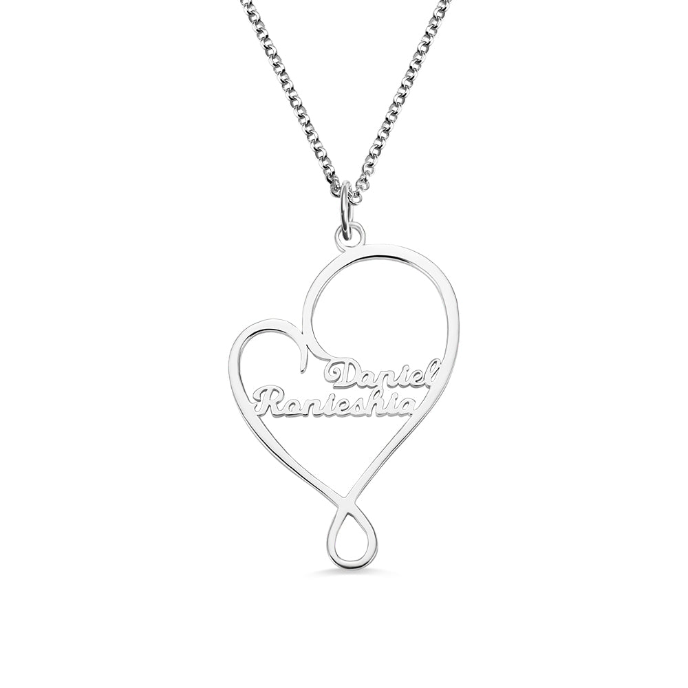 Personalized Heart and Hug Necklace for Mom Stainless Steel Ti Amo I love you