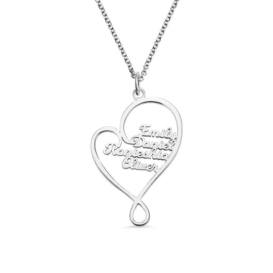 Personalized Heart and Hug Necklace for Mom Sterling Silver 925 Ti Amo I love you