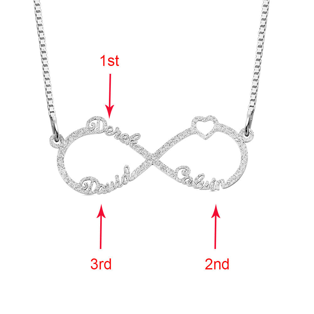 Personalized Infinity Name Necklace - 3 Names Ti Amo I love you