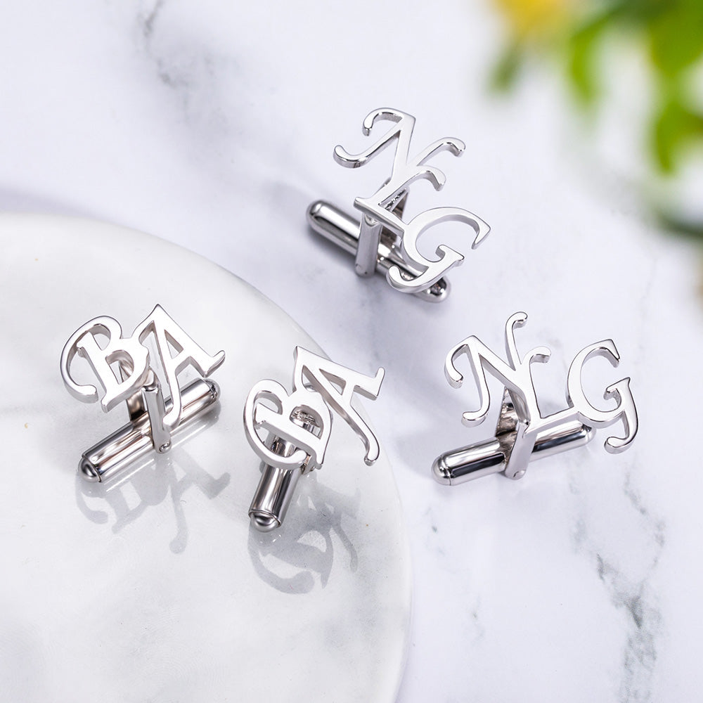 Personalized Letter Name Cufflinks Stainless Steel Ti Amo I love you