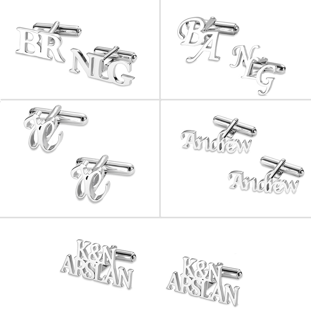 Personalized Letter Name Cufflinks Stainless Steel Ti Amo I love you