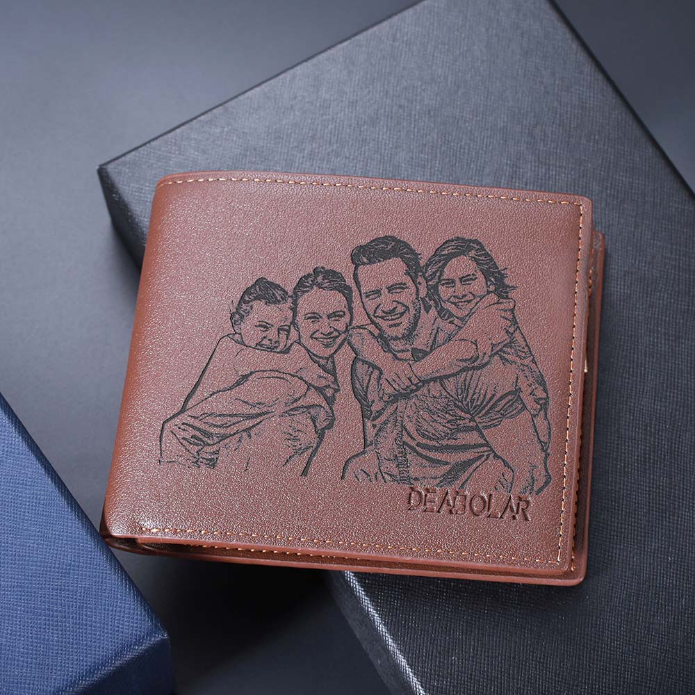 Personalized Photo Leather Card Hold Wallet for Men Ti Amo I love you