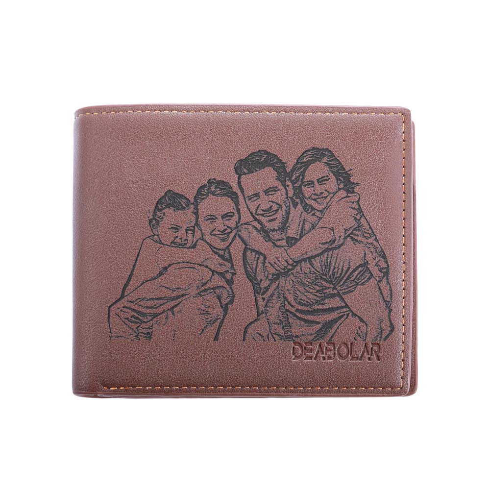 Personalized Photo Leather Card Hold Wallet for Men Ti Amo I love you