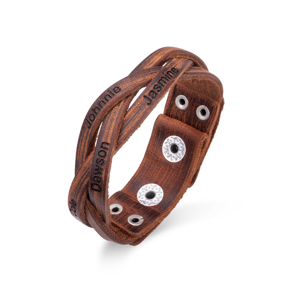 Personalized Text Weave Leather Bracelet Ti Amo I love you