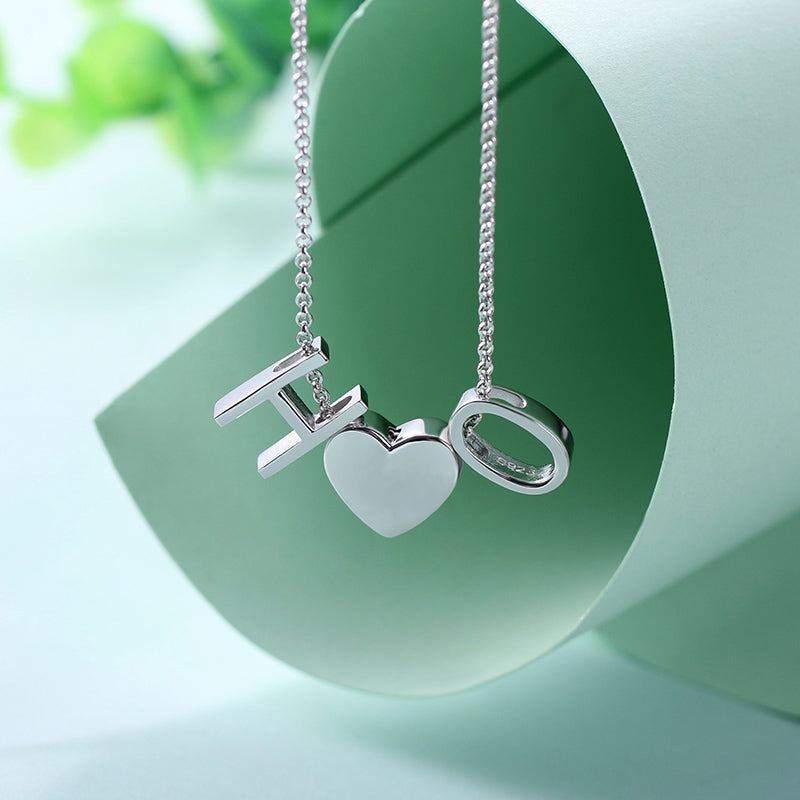 Personalized Two Letters Heart Necklace Ti Amo I love you