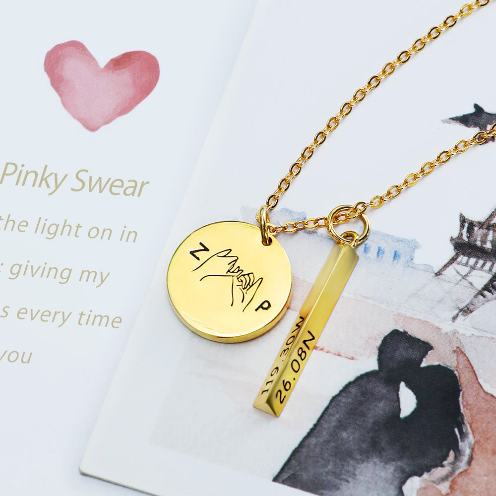 Personalized Valentine's Promise & Best Friend Necklace Ti Amo I love you