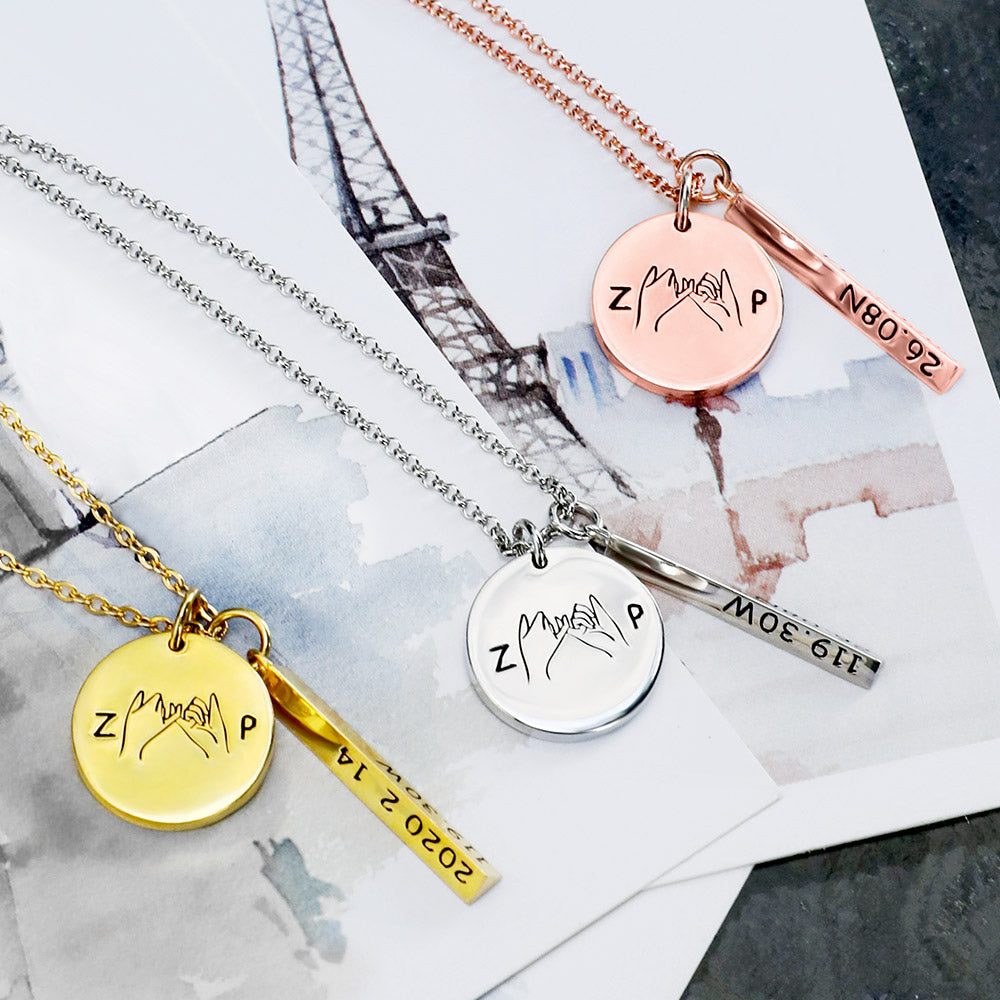 Personalized Valentine's Promise & Best Friend Necklace Ti Amo I love you